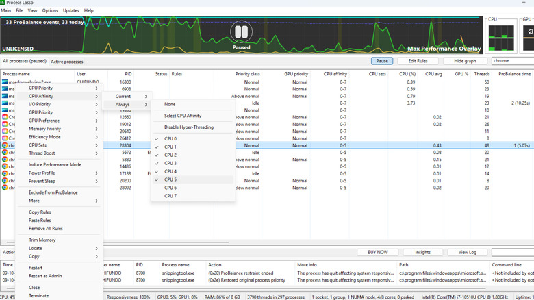 Process Lasso on Windows