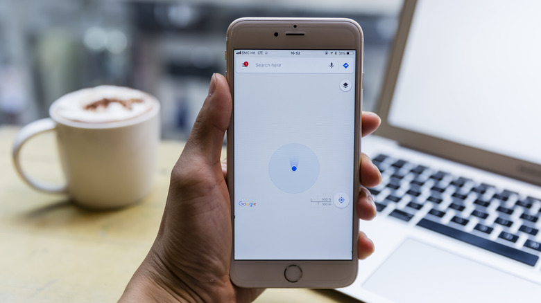 smartphone with google maps open