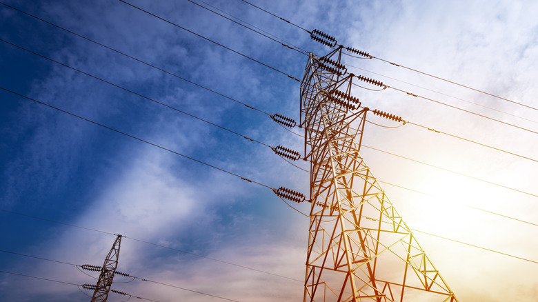 A large electrical tower.