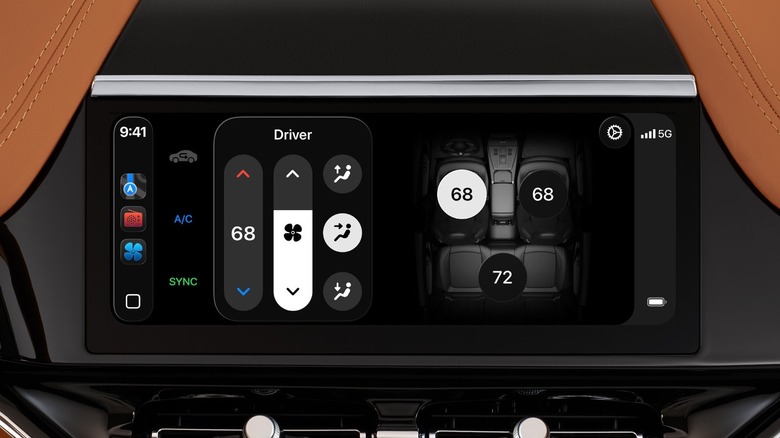 CarPlay Ultra HVAC settings screen