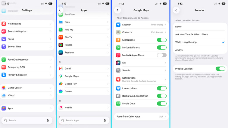 Allowing location access to Google Maps on iOS