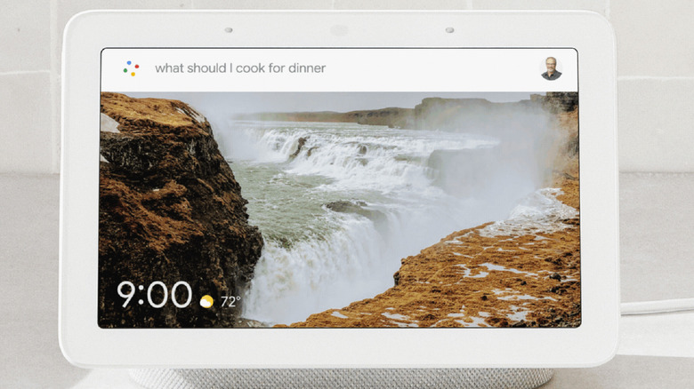 A smart screen with the Google Assistant at the top
