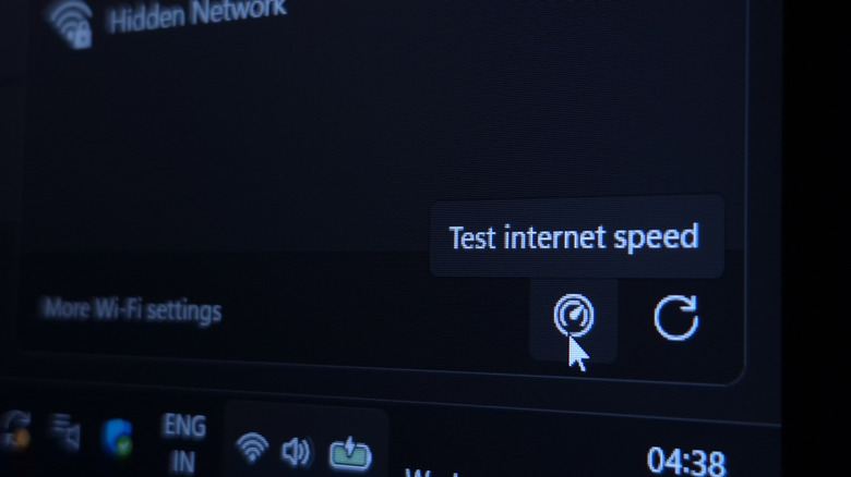 test internet speed option in the action center of a WIndows 11 PC