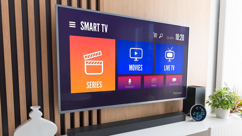 An HD smart TV show as part of an entertainment setup