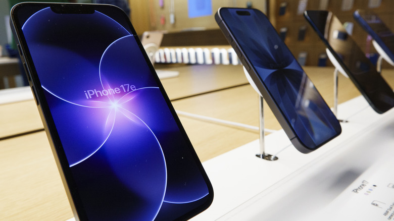 The iPhone 17e on display in an Apple Store