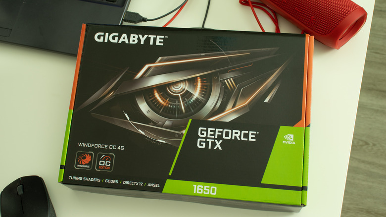 Gigabyte Nvidia GeForce GTX 1650 GPU box.