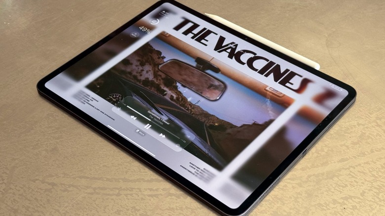An iPad Pro on a metal table