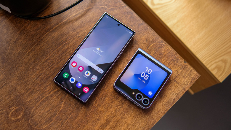 A photo of Samsung Galaxy Z Flip and Fold phone on a table