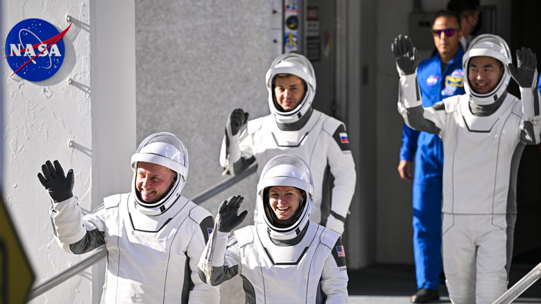 NASA astronauts heading out on a mission