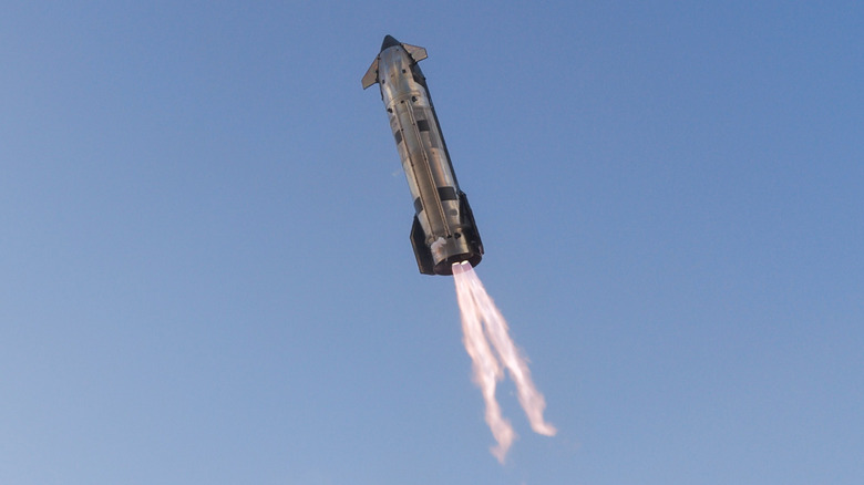 Starship V3 landing burn over the Indian Ocean