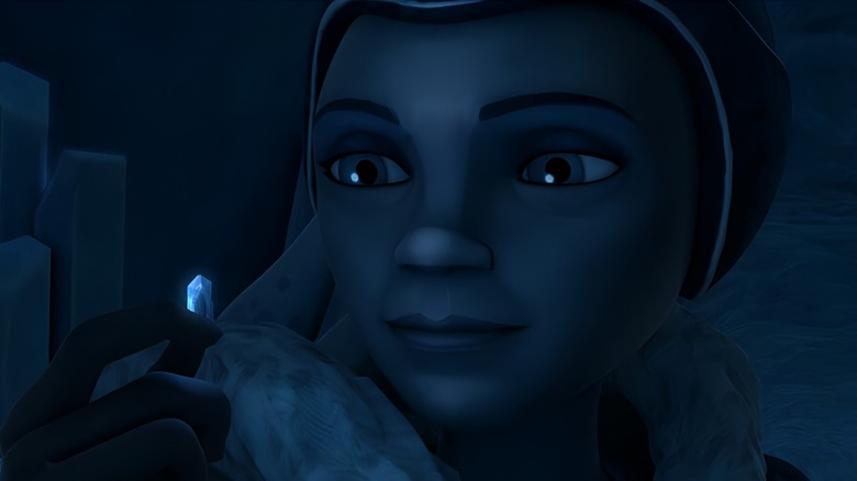 A Jedi Padawan finding her Kyber crystal on the ice planet of Ilum in the "Star Wars: Clone Wars" episode "The Gathering."