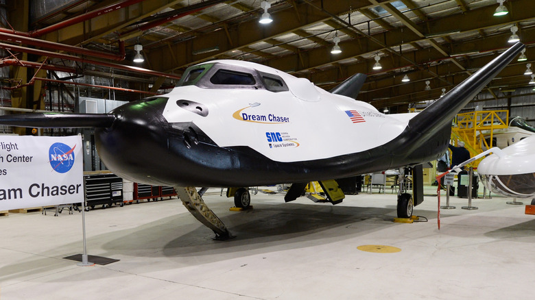 A Dream Chaser prototype in warehouse of Sierra Nevada Corporation's Space Systems