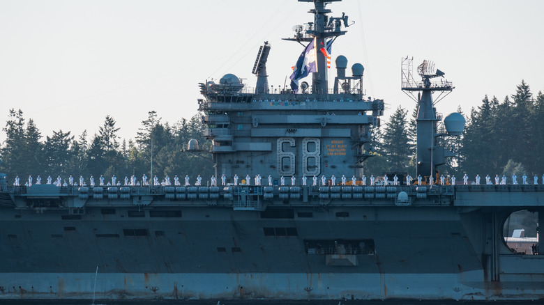 sailors on the USS Nimitz