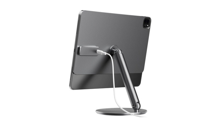 A Lululemon stand attached to an iPad Pro