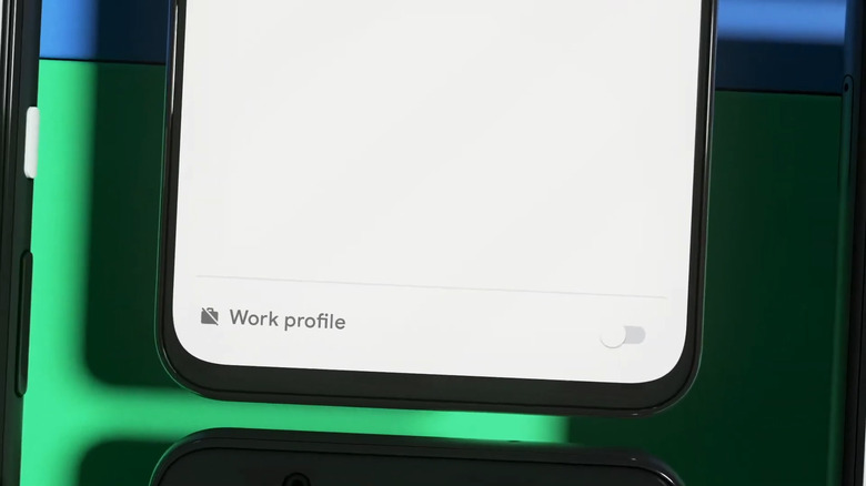 Android phone showing Work Profile toggle