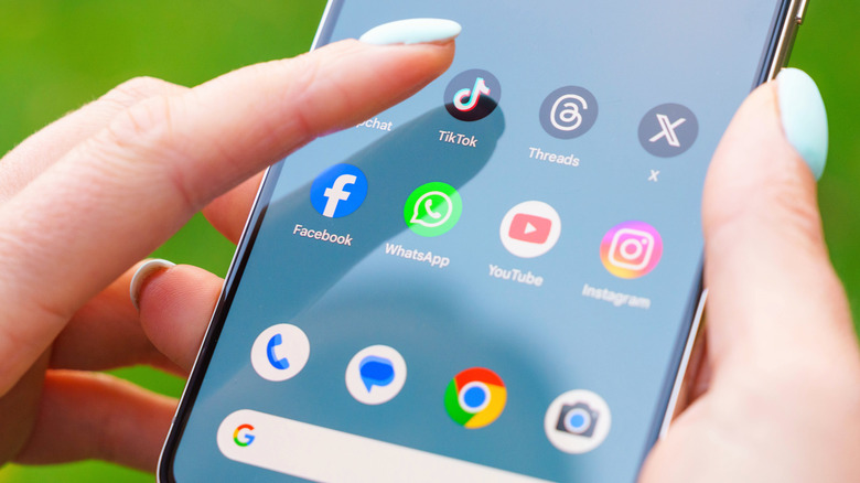 User selecting an Android phone app