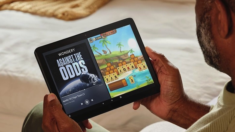 Amazon Fire HD 10 tablet in-hand