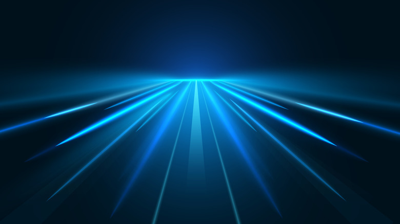 A graphic showing rays of blue light being emitted