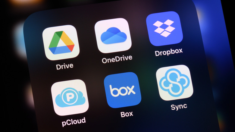 Apps like Dropbox, Google Drive, and Microsoft OneDrive on a phone