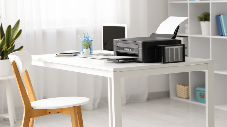 A home printer on a desk