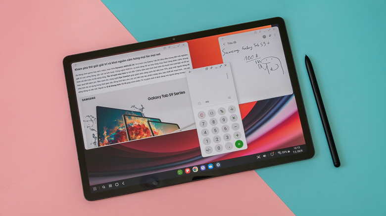 Samsung Galaxy tablet placed on a flat surface