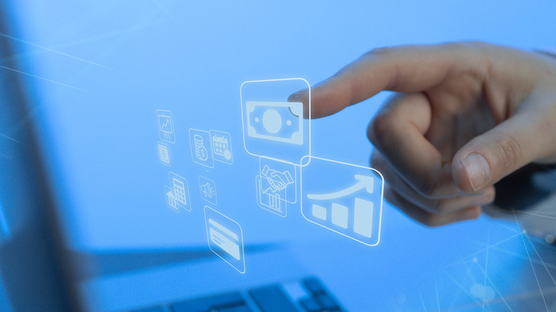 Concept of a person using a touchscreen laptop