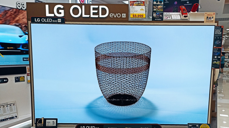 An LG OLED TV displayed at a store.