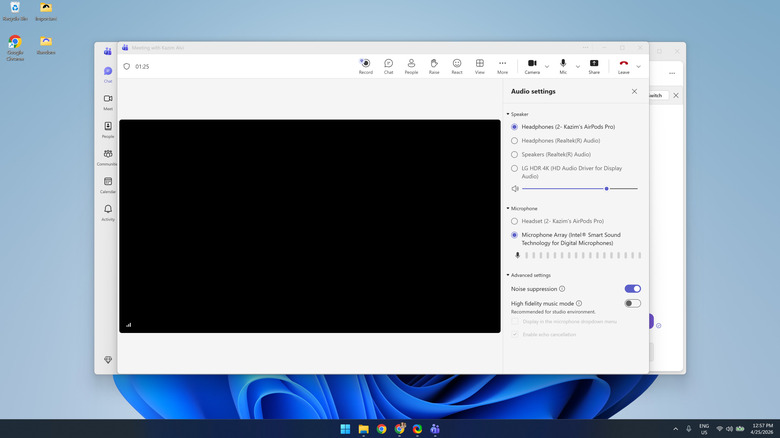 changing microphone for a Microsoft Teams call on Windows 11
