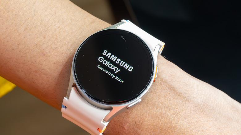 close-up galaxy watch as it powers up