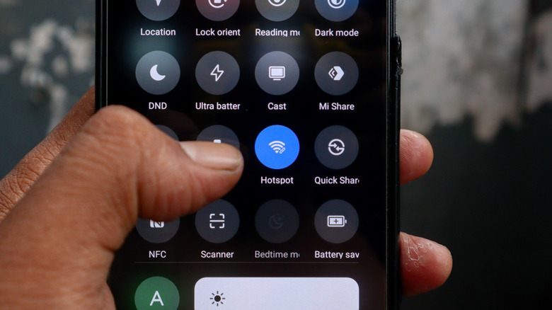 A mobile hotspot settings toggle on an Android phone.