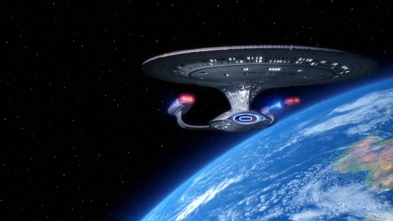 Enterprise D in space on Star Trek The Next Generation