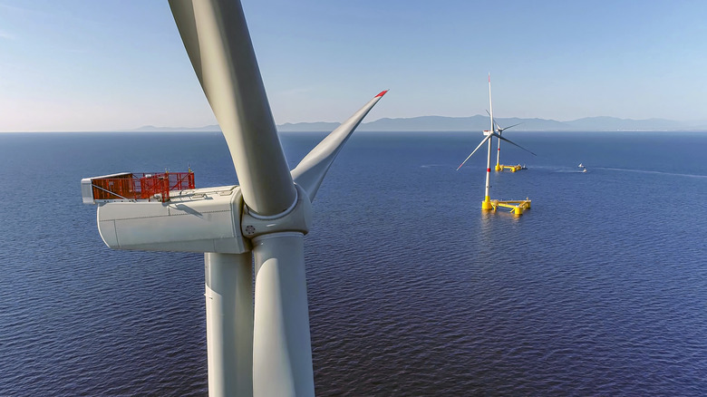 Wind turbines under construction