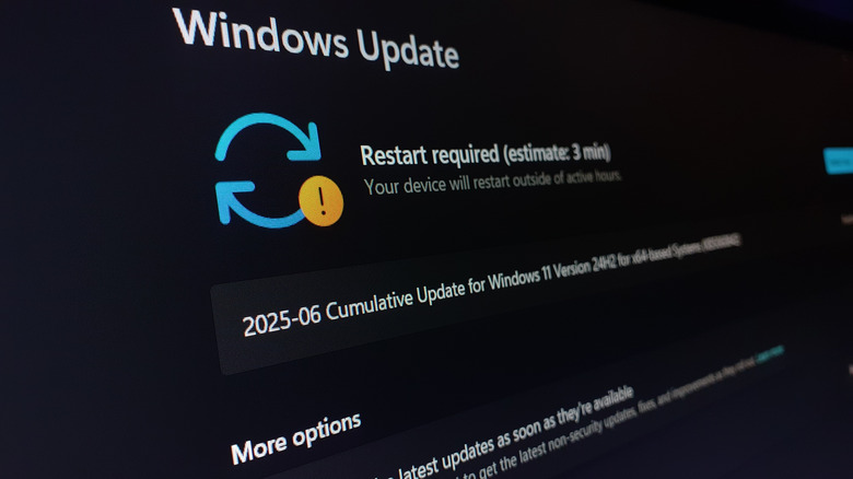 windows update page on a Windows laptop viewed from the side