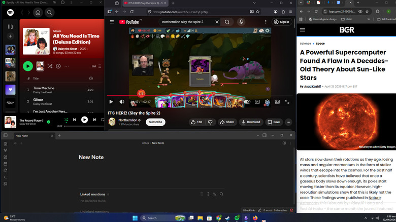 Various different tabs open on Windows