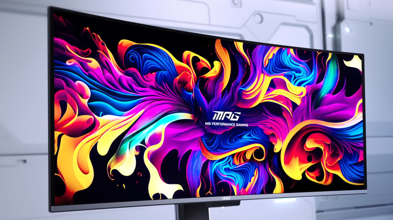 A shot of MSI's QD-OLED monitor, the MPG 341CQR