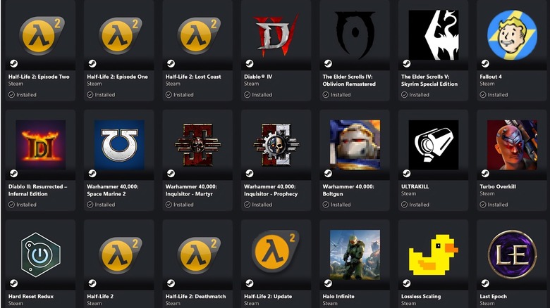 Screenshot of Christian Wait's installed Steam games via Xbox Mode.