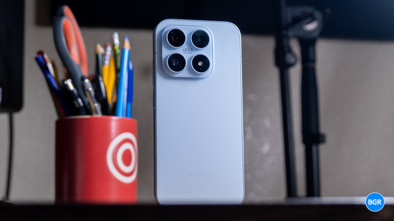 Xiaomi 17 standing on a table