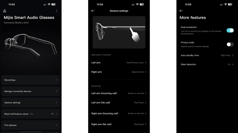 App of the Xiaomi Mijia Smart Audio Glasses