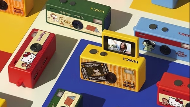 An assortment of Yashica Funtastic Keychain Cameras