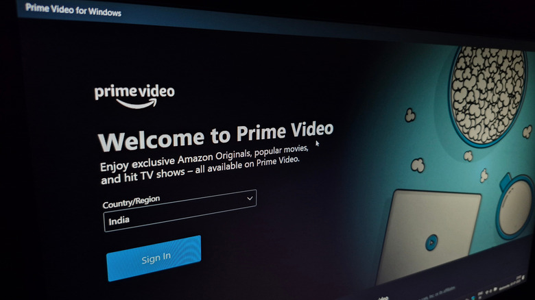 The Amazon Prime Video for Windows home screen displayed on a computer monitor