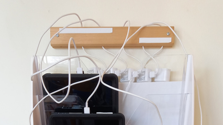A charging station for multiple tablets.