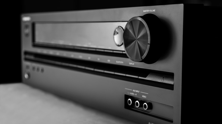 The front of an AV receiver.