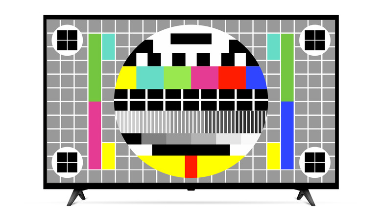An illustration of a test pattern on a flatscreen TV.
