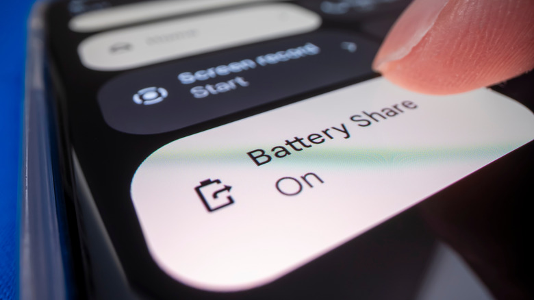 A close up of the Battery Share option on a smartphone display