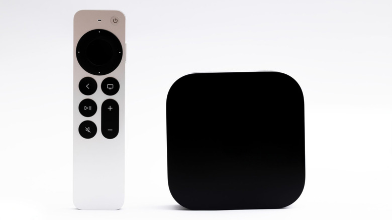 The Apple TV 4K next to the Siri Remote.