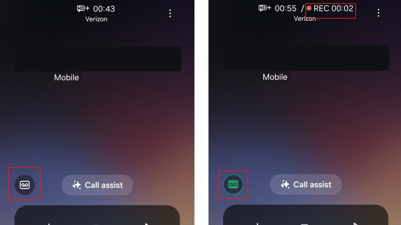 Call recording button and info on Samsung Galaxy S25 Ultra stock dialer.