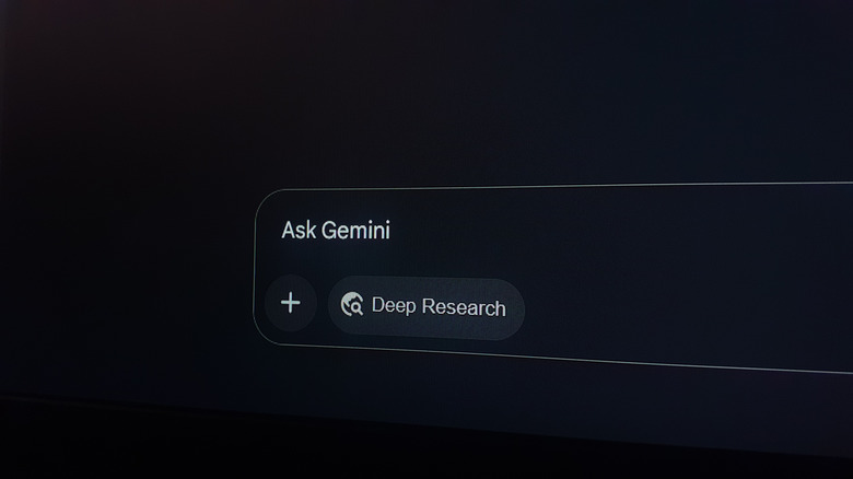 Gemini chatbot screen with Ask Gemini showing, plus sign for files and audio