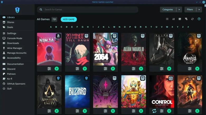 Heroic Games Launcher library of titles