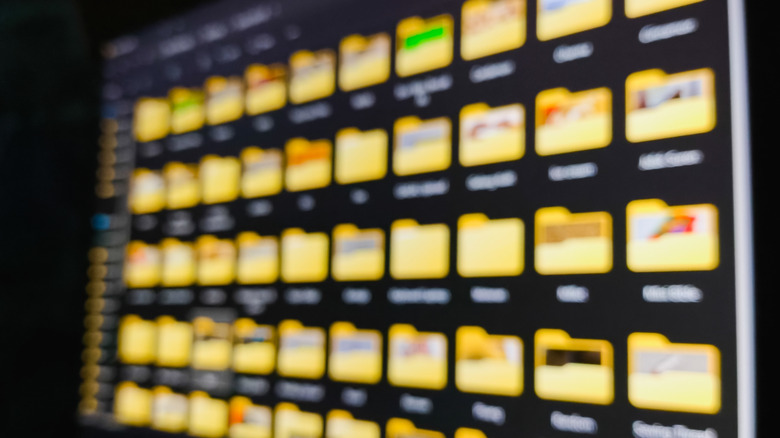 Windows Folders on a blurry screen