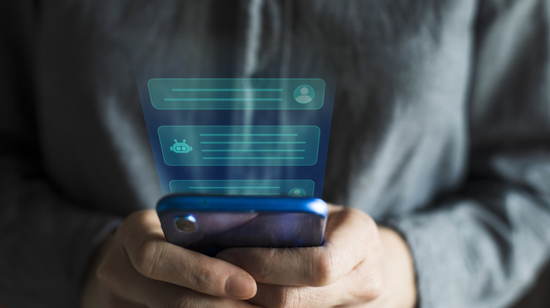 A picture of someone using a chatbot on their mobile